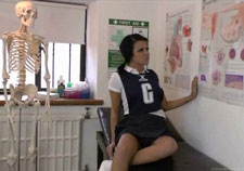 Sporty girl strips in nurses office