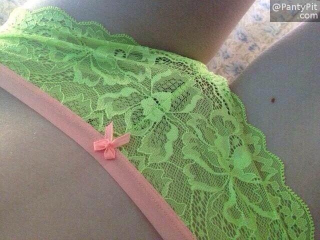 Selfie in green lace panties